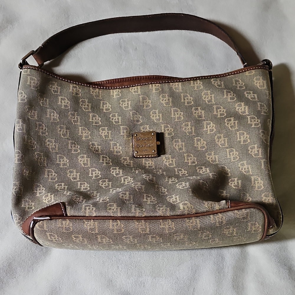 Dooney & Bourke Brown Tan Signature Monogram Shoulder Bag